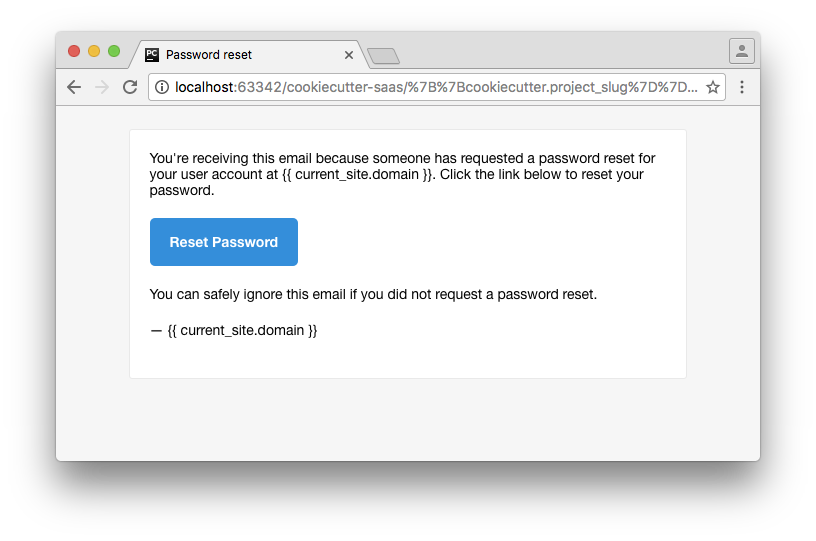 email password reset